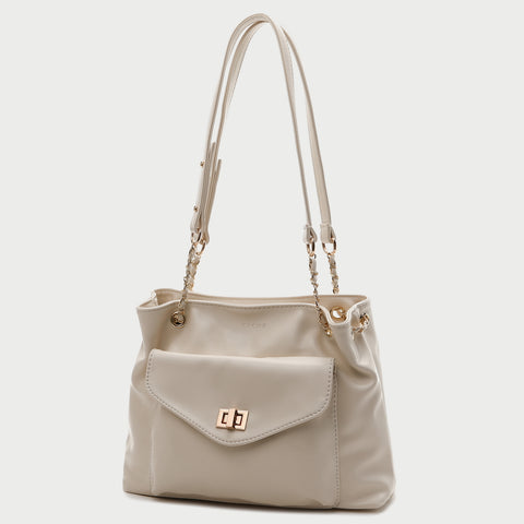 Envelope style front pocket PU leather shoulder bag