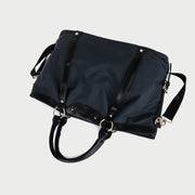 Modern PU leather trim nylon tote bag