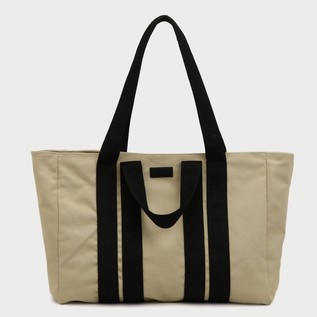 Contrast handle roomy canvas tote bag