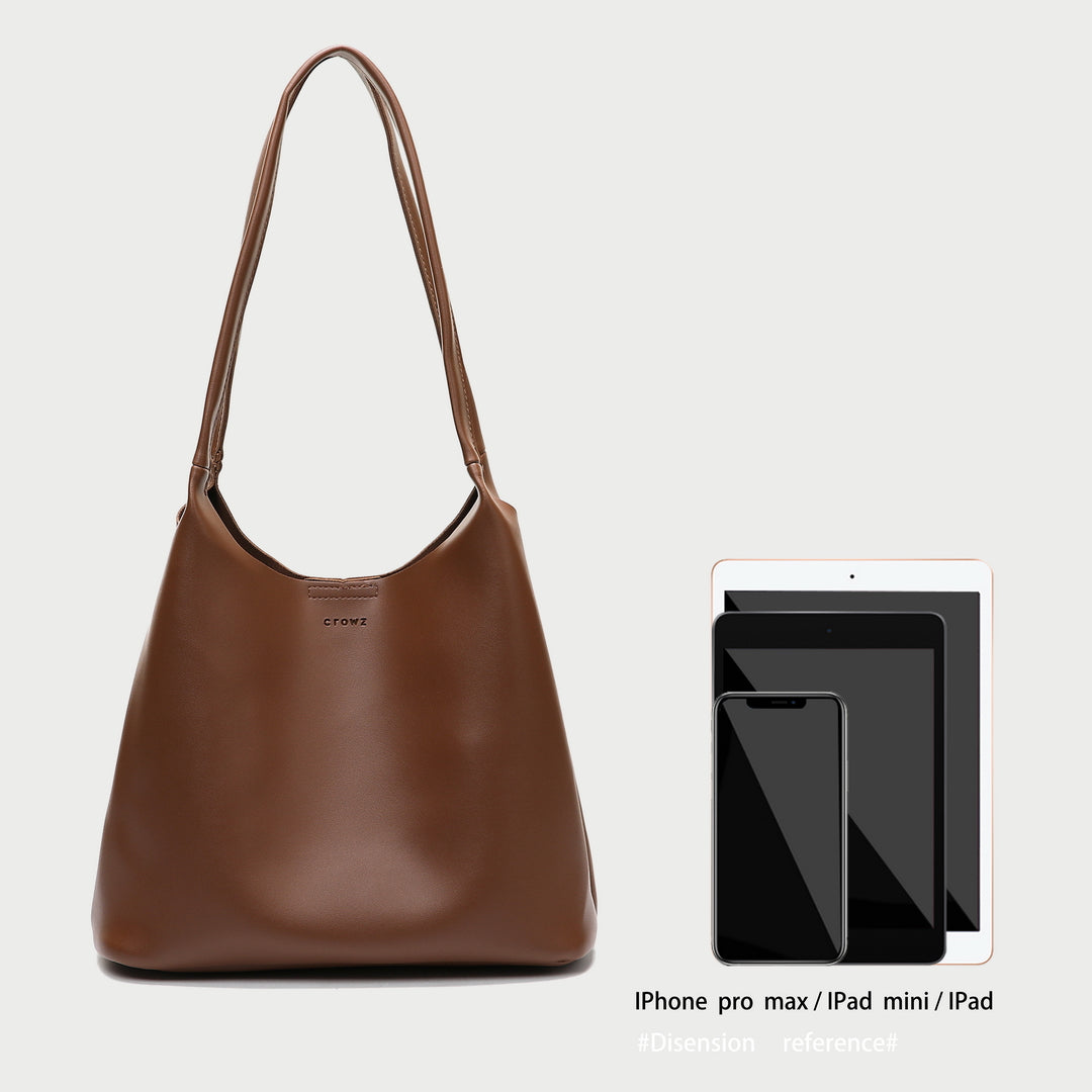 Minimalistic style PU leather shoulder bag (2-in-1 set)