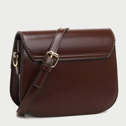 Button detail streamlined flapover PU leather crossbody bag