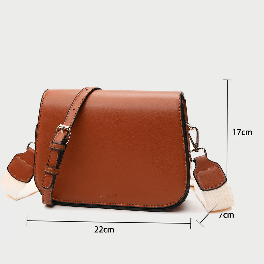 Minimalistic flap-style PU leather crossbody bag (With an optional strap)