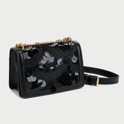 Patterned sequin PU leather crossbody bag