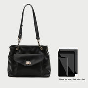 Envelope style front pocket PU leather shoulder bag