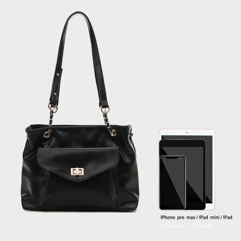 Envelope style front pocket PU leather shoulder bag