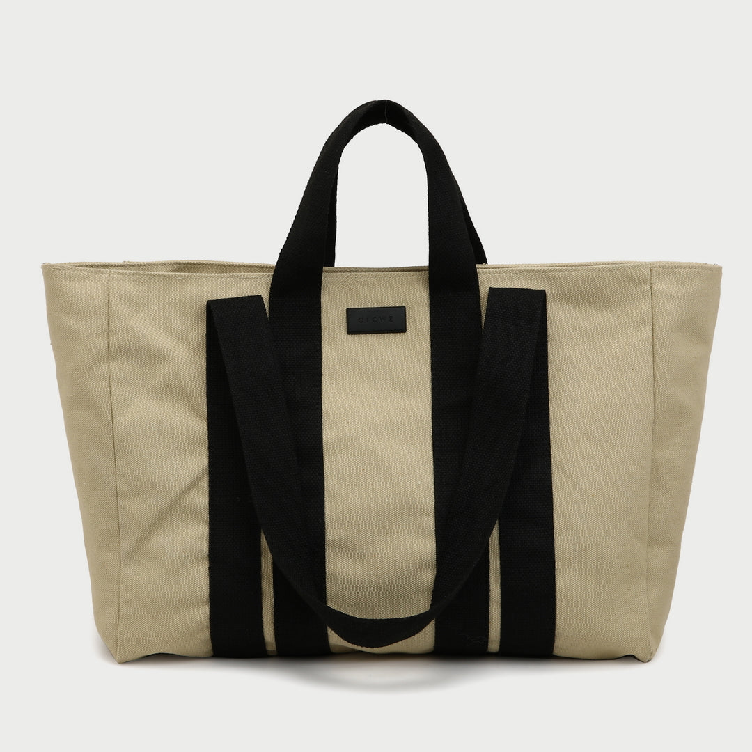 Contrast handle roomy canvas tote bag