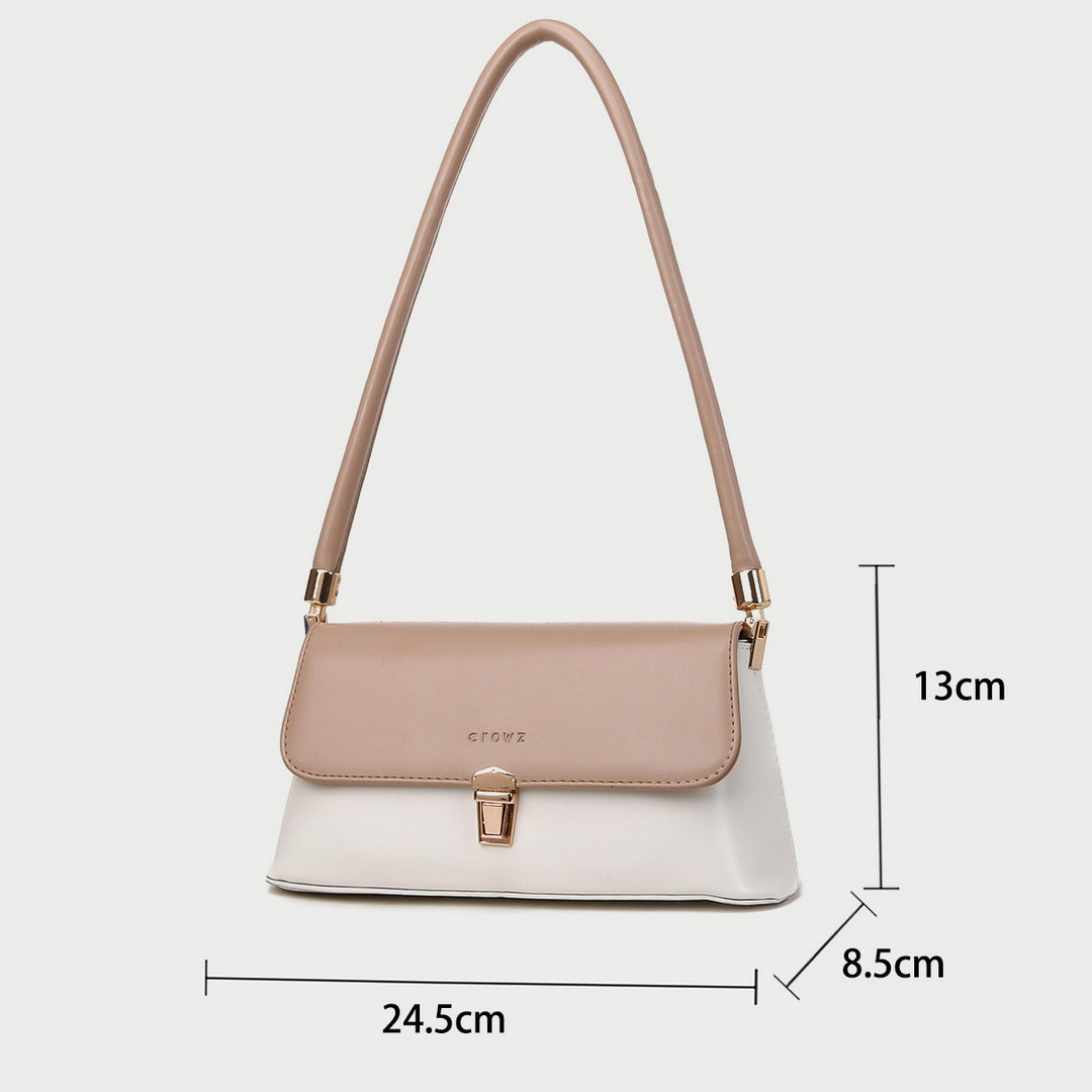 Modern colourblock flap PU leather shoulder bag