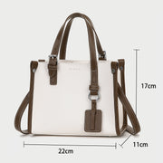 Colourblock handle studded 2-in-1 style PU leather tote bag