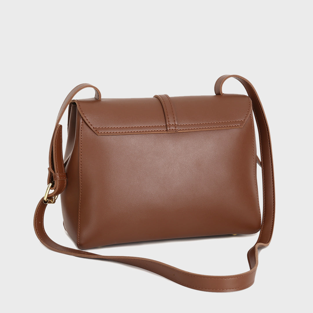 Metal stud strap flap PU leather crossbody bag