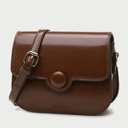 Button detail streamlined flapover PU leather crossbody bag