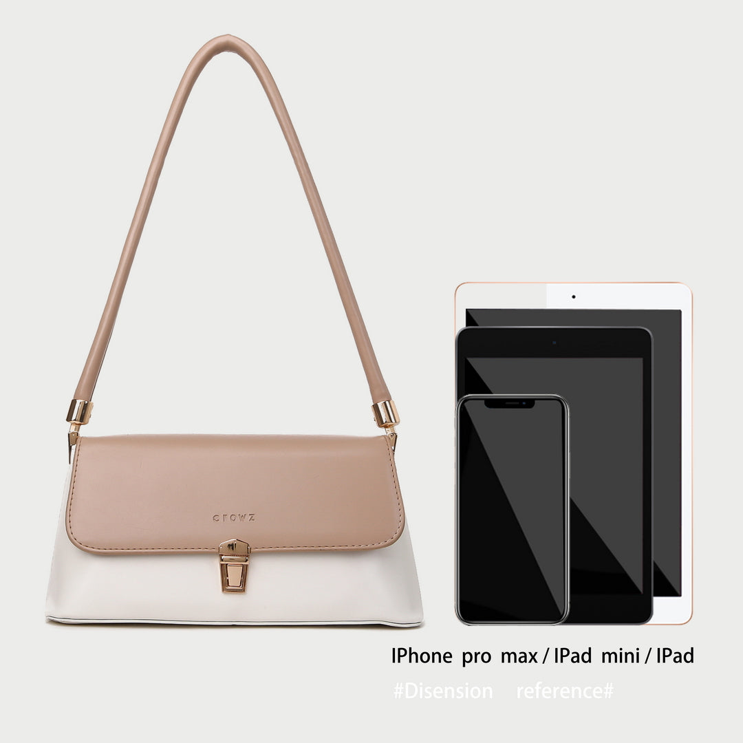 Modern colourblock flap PU leather shoulder bag
