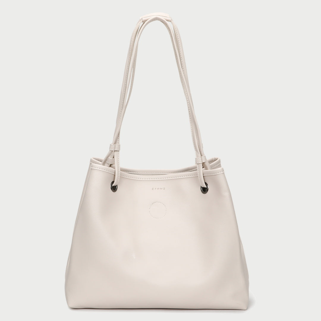 Roomy soft PU leather shoulder bag (2-in-1 style)