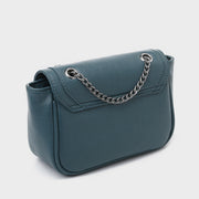 Zipped front flap studded PU leather crossbody bag