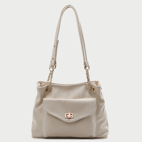Envelope style front pocket PU leather shoulder bag