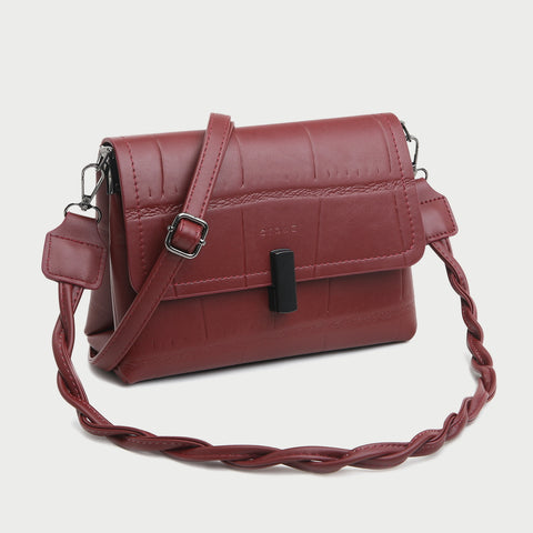 Twist handle croc-effect PU leather shoulder bag