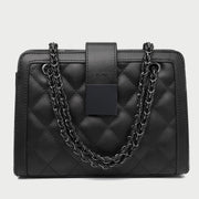 Square embellished quilted PU leather crossbody bag