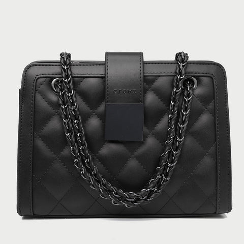 Square embellished quilted PU leather crossbody bag